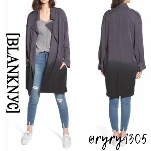 Women’s Blank NYC Dip Dyed Trench Coat Jacket Navy & Black Ombré Sz S